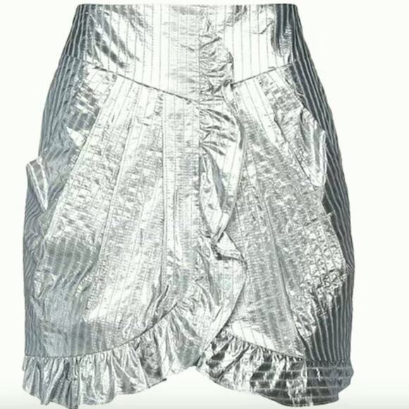 Isabel Marant Mucius Striped Metallic Miniskirt size 8 - Picture 3 of 8